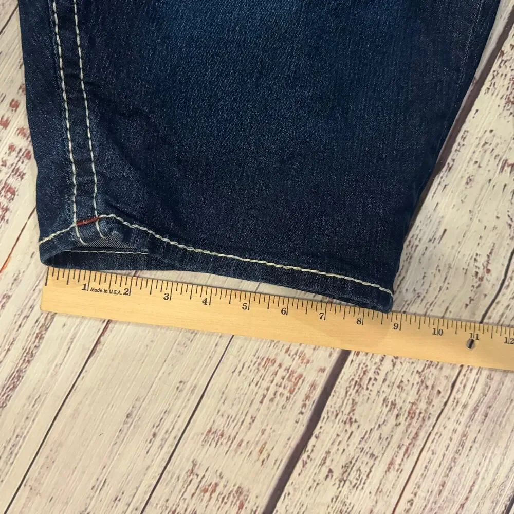 True Religion Ricky Big T Dark Wash Flap Denim Shorts Men's 40